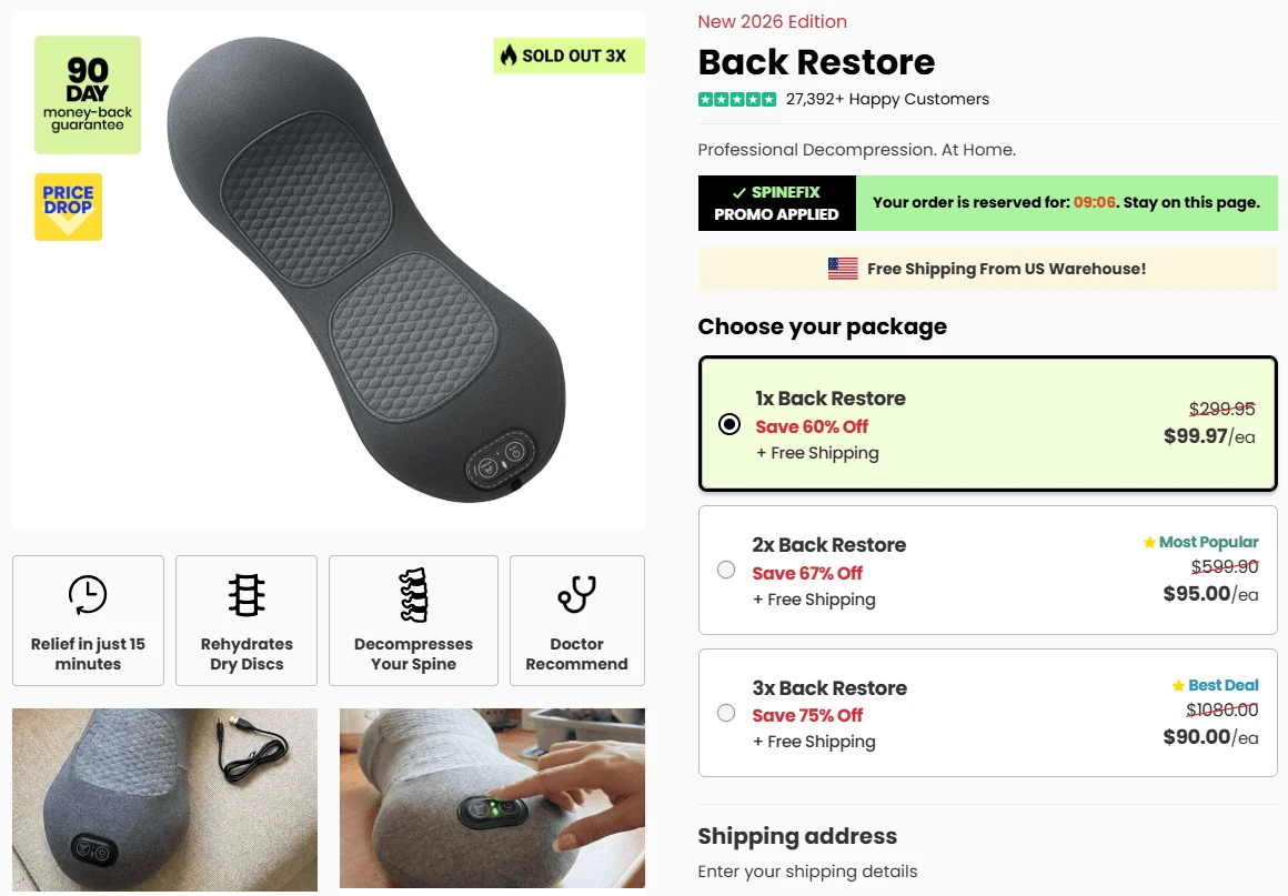 Back Restore offer